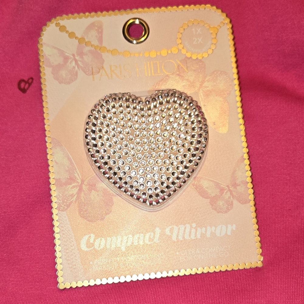 Paris Hilton Rhinestone Heart Compact Mirror - Picture 6 of 11